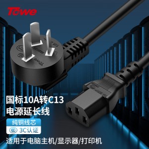 TOWE同为电脑主机/服务器/电饭煲电源线国标10A转C13纯铜芯延长线