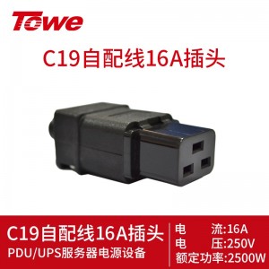 TOWE同为C13/C14自接线插头C19/C20英标美标德标国标10A转通用孔插头转换器 16A C19插头 TW-F-CT-C19