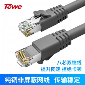 TOWE同为五类非屏蔽跳线2芯电话线百兆纯铜芯网线同轴射频连接线
