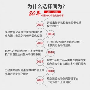 TOWE同为10A防雷防浪涌过载保护自复位开关pdu电源安全机柜插座 防过流防过载安全排插 国标防雷过载保护 7位10A多用孔，EN10/W707PS