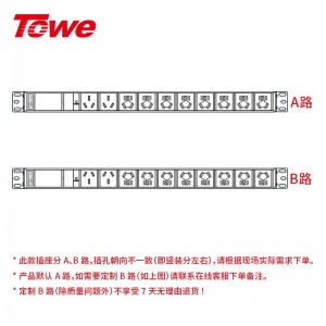 TOWE同为超大功率无线自接线PDU机柜插座竖装多位自接线国标PDU 2位国标三孔16A+8位国标五孔10A ，EN32J/G1003