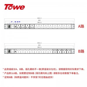 TOWE同为C20输入16A自接线不带线PDU输出国标10A插孔C20输入国标PDU内置C20输入模块12位国标10A三孔模块+指示灯，EN16C/G1209