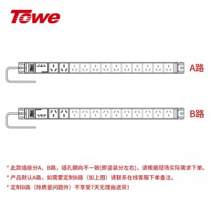 TOWE同为国标竖装工业三级防雷大功率PDU安全机柜插座 SPD防浪涌防电涌 国标竖装专业防雷 2位国标16A+10位国标三孔10A，EN32/G1206S