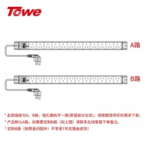 TOWE同为输入国标16A竖装垂直安装pdu工业安全机柜插座 输出国标10A IDC机房数据 12位国标16A竖装基础款 12位10A国标三孔，EN16/G1209