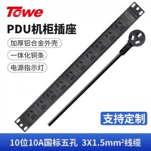 TOWE同为输入国标10A竖装垂直安装pdu工业安全机柜插座 输出国标10A IDC机房数据 10位国标10A竖装经济款 10位国标五孔10A，EN10/G1001