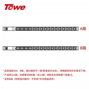 TOWE同为32A/63A超大功率自接线PDU机柜插座 带专业接线盒 不带线竖装垂直安装工程插排 多位IEC插孔自接线 4位C19+12位C13，EN32J/I1601