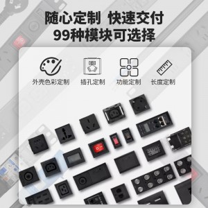 TOWE同为32A/63A超大功率自接线PDU机柜插座 带专业接线盒 不带线竖装垂直安装工程插排 多位IEC插孔自接线 4位C19+12位C13，EN32J/I1601