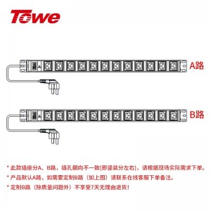 TOWE同为IEC C13工业电源PDU电源机柜插座 国际通用IEC 10A品字尾机柜PDU插座 竖装IEC插孔基础款 12位10A IEC C13，EN16/I1203