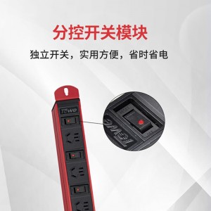 TOWE同为分控pdu机柜机架机箱插座 单开单控工业工程插排 水族鱼缸专用安全插座 分控工业PDU插座 6位10A新国标五孔，EN10/G601K