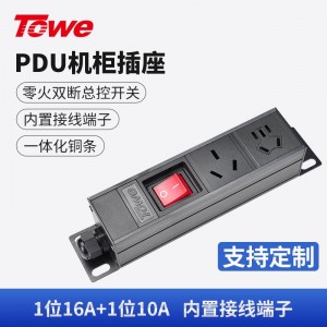 TOWE同为经济型大功率4000W自接线2位/3位/4位/5位机柜插座插排 总控短款工业插座 1位16A国标三孔+1位10A国标五孔，EN16D/G202K