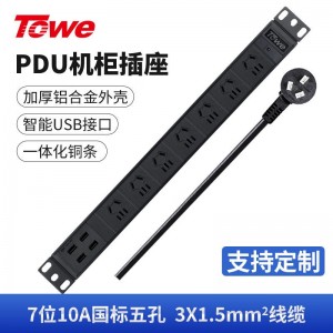 TOWE同为多功能单路双路单排双排电源管理器 电源网络集成 多功能柜员电源管理器 7位10A新国标五孔+4位一体USB智能快充接口，EN10/G7USB