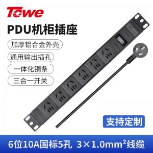 TOWE同为6位10A国标五孔pdu 三合一总控开关，EN10/G605K