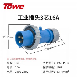 IPS6-P316 尼龙 2P+E 三芯 16A 220V-250V IP67