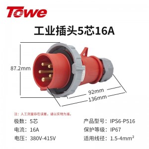 IPS6-P516 尼龙 3P+N+E 五芯 16A 380-415V IP67
