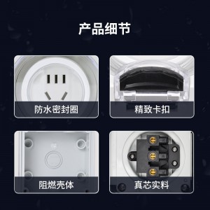TOWE同为IP66国标10A 16A户外防水开关插座 户外防暴雨国标五孔插座 明装防水插座可浸泡水组合式防水插座 TW-F-CZ-G10 FS/G16/G1010/G1016/G310/G21016