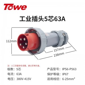 IPS6-P563 尼龙 3P+N+E 五芯 63A 380-415V IP67
