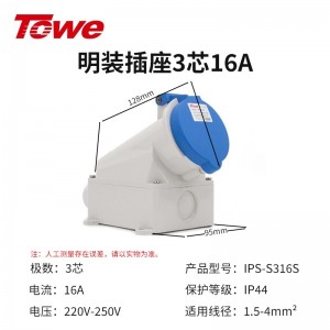 IPS-S316S 3芯 16A明装插座